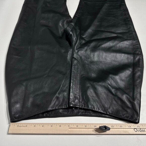 INC International Concepts Black 100% Leather Bootcut Pants High Rise Women 12 - Picture 10 of 12